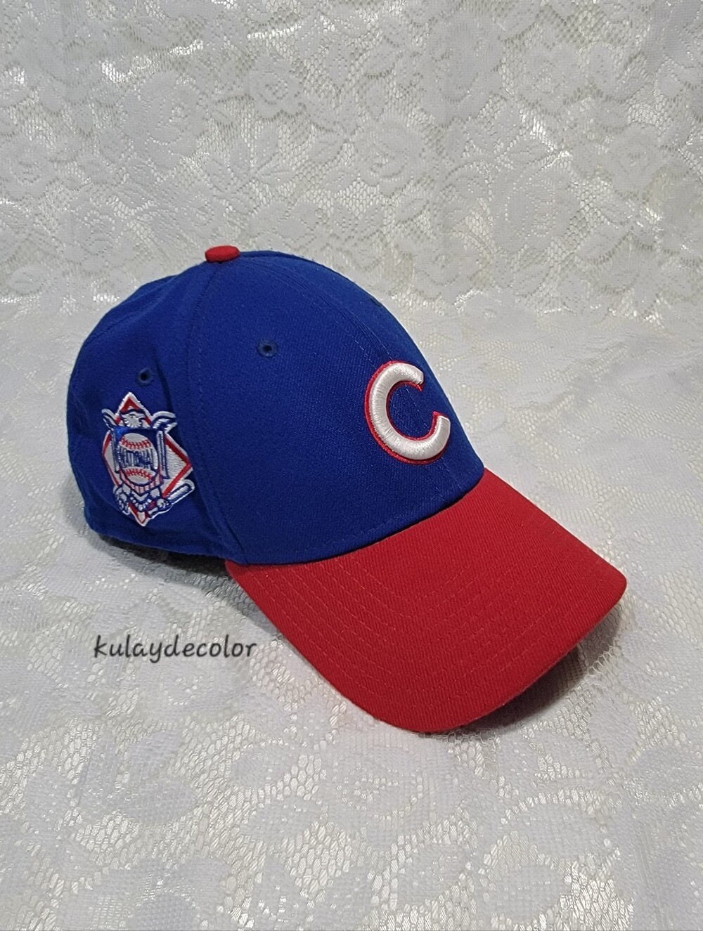 New Era Chicago Cubs 39THIRTY Stretch Fit Hat Blue Red MLB Baseball Cap Size S/M
